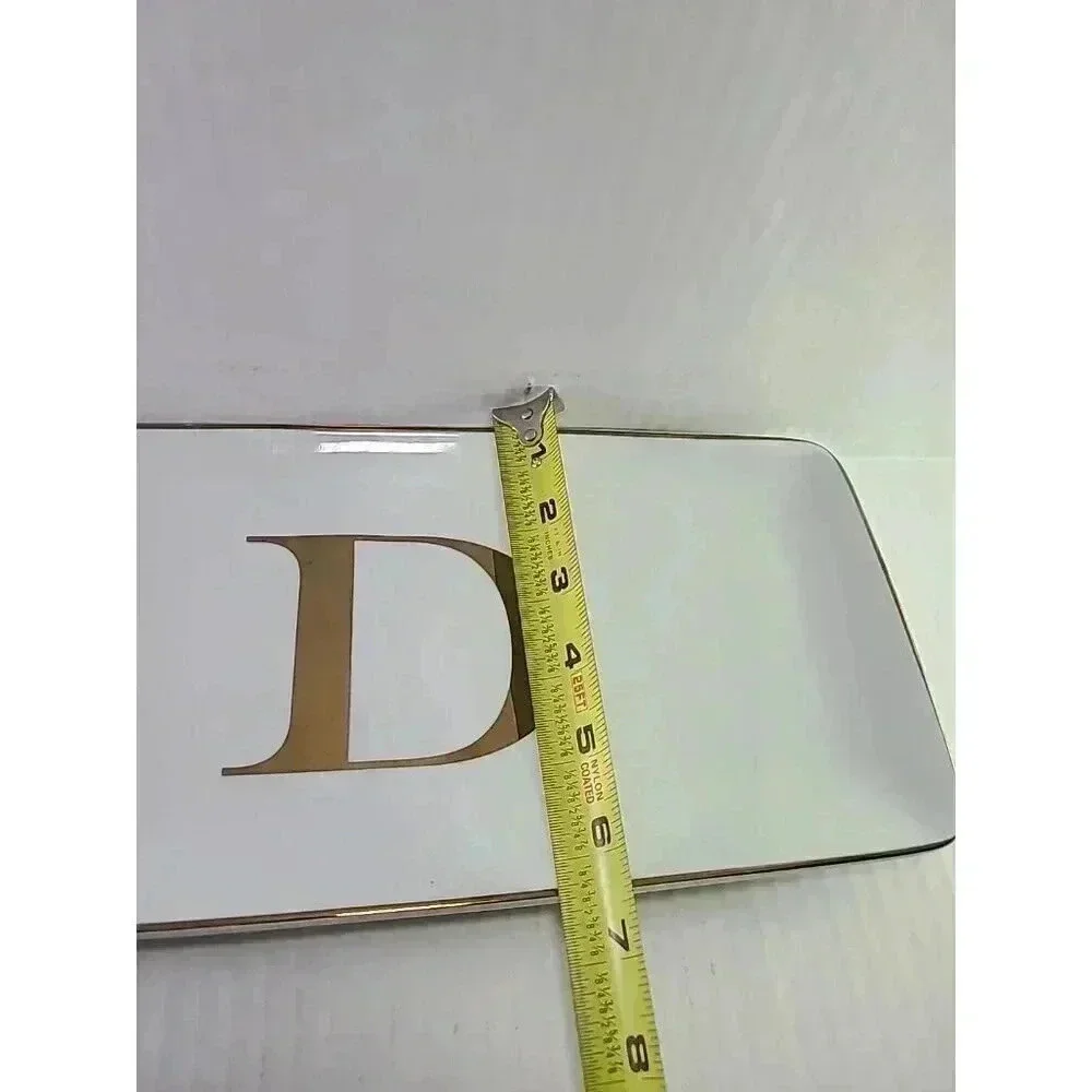 Williams Sonoma Small Serving Tray Platter Gold White Letter D Monogrammed